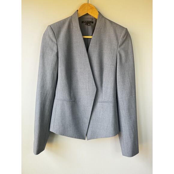 Theory Jackets & Blazers - THEORY Lanai Tailor Edition 5 Wool Open Blazer Jacket Gray Women Size 6 Slim Fit